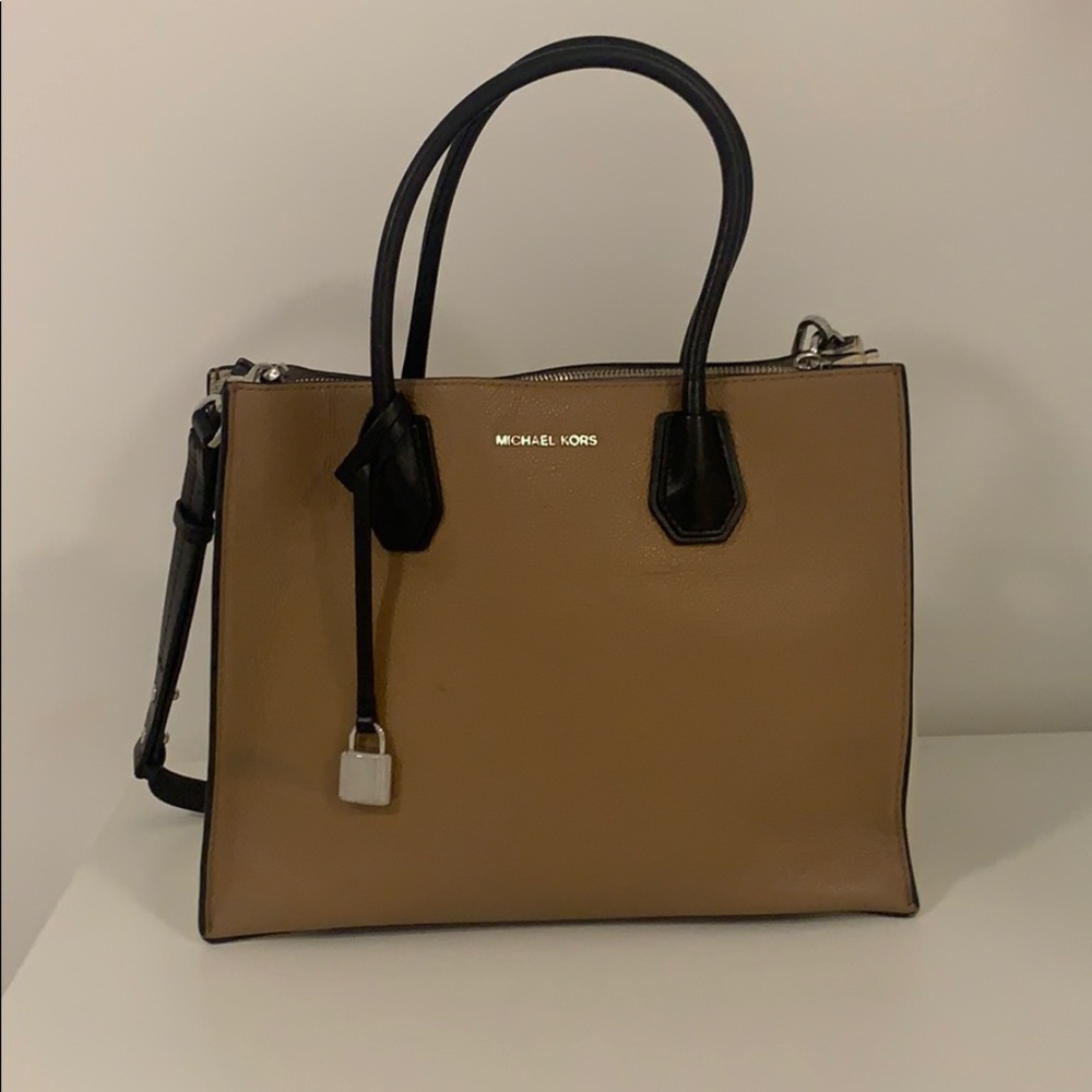 Brown White and Black Mercer Handbag